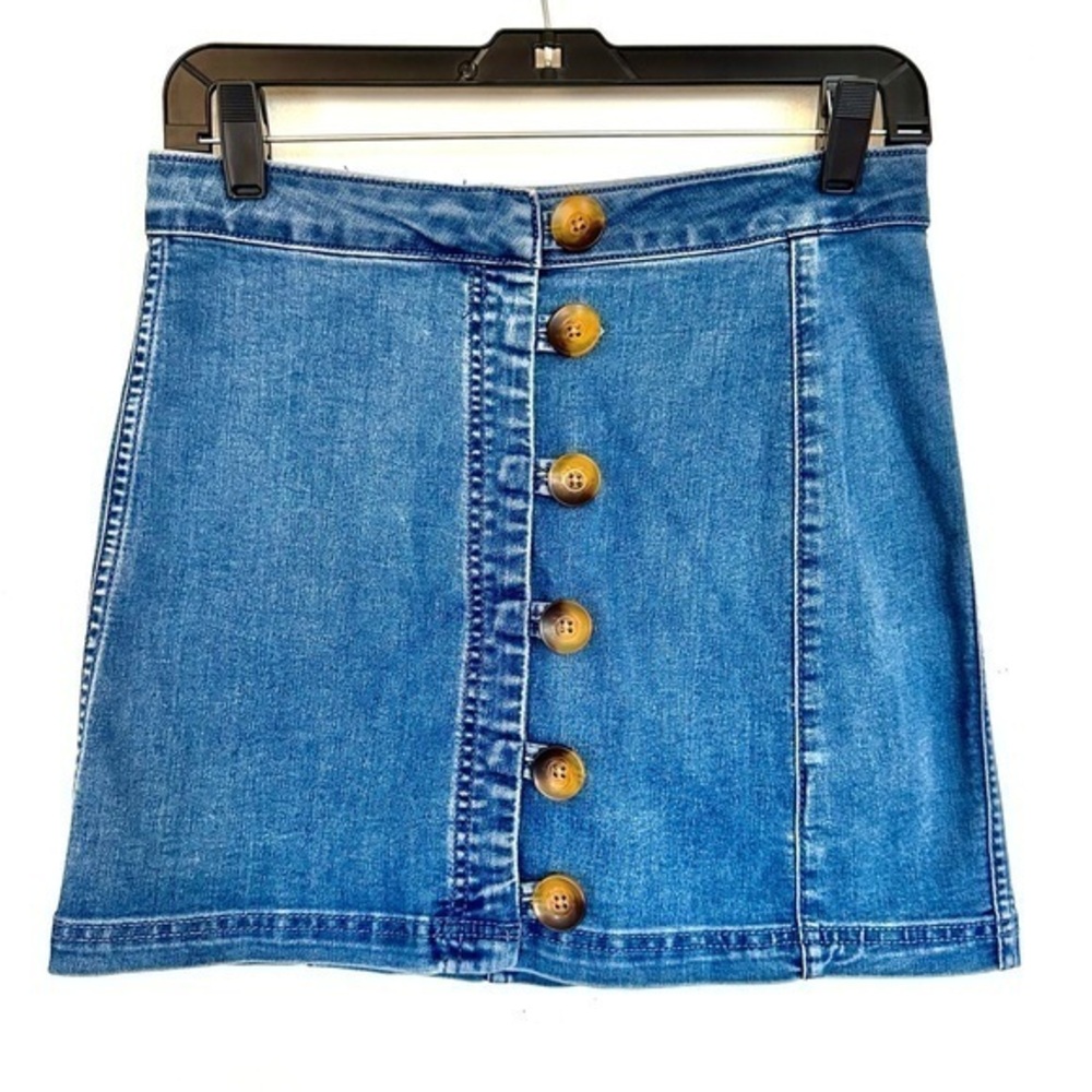 Free People Denim Button Down Mini Skirt Size 2